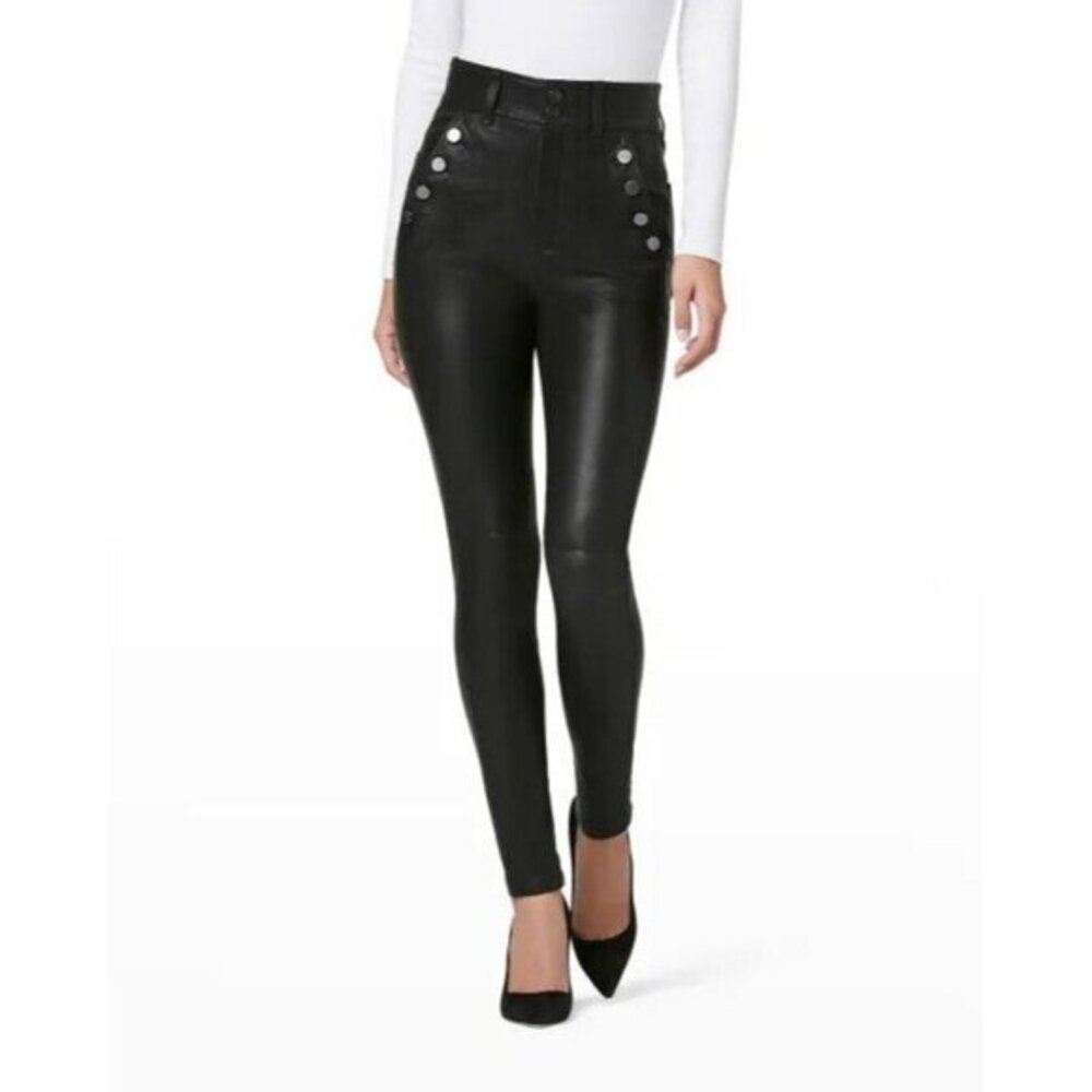 Joe’s Jeans The Georgia High Rise Button Skinny Leather Pants SZ 32 NWT